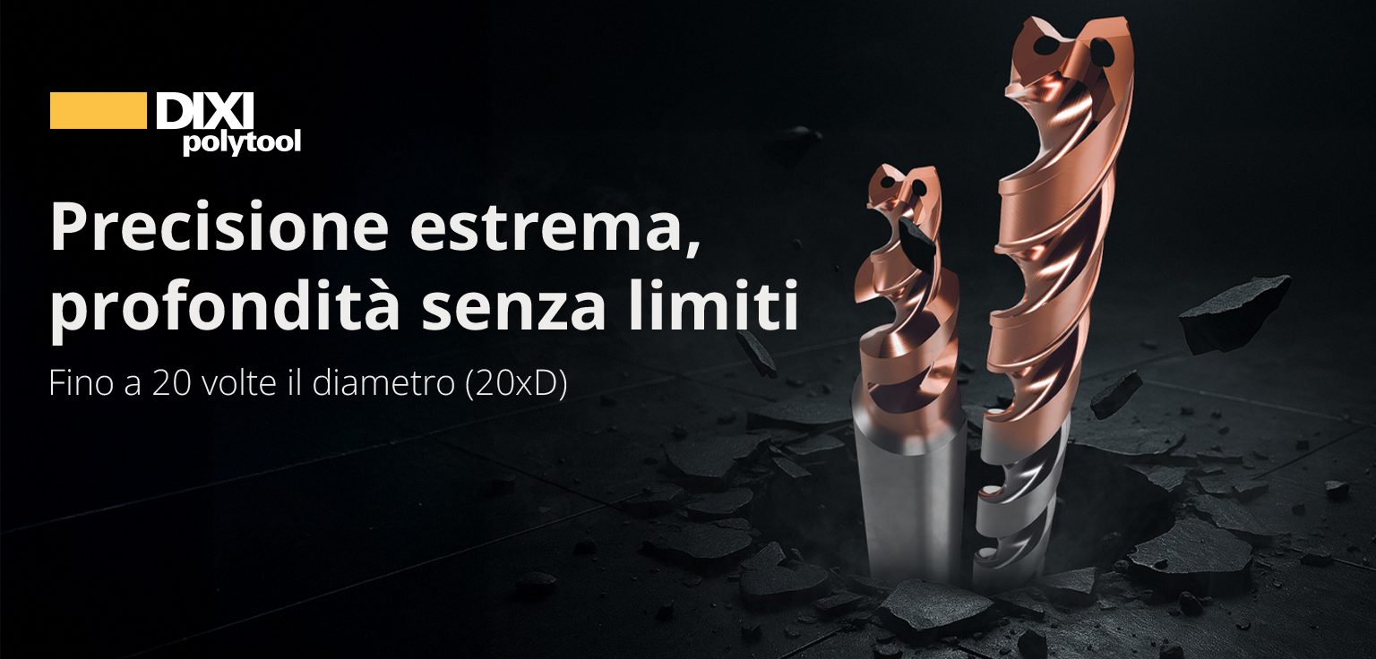 DIXI Polytool affronta la sfida della foratura profonda con le nuove punte DIXI 1410-HH e 1448-HH, capaci di raggiungere profondità fino a 20xD, garantendo elevata qualità, precisione ed efficienza.